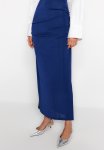 Premium With A Glossy Finish And Maxi Knitted Skirt - Dark Blue