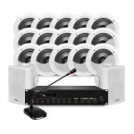 Spaceaudio SPA-240A 240W 5-ZONE Pa Amplifier Bundle 20 6.5 Ceiling Speakers + Desktop MIC + 4 Outdoor Speakers