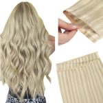 Doores Genius Tape In Weft Hair Extensions Human Hair Ash Blonde Highlighted Platinum Blonde 16 Inch 50G Genius Seamless Weft In