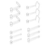 Clear Nose Ring Bioflex For Women And Men Plastic Clear Nose Studs For Work L Shaped Body Silicone Piercing Retainer 18G Nose Ri