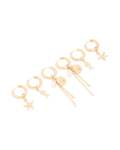 Goldair Gold Mixed Chain & Beaded Sea Motif Huggie Earrings 3-PACK