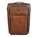 Smte Stylish Luggage 1PC Pu Leather Travel Suitcase Light Brown 75 Cm With Keychain
