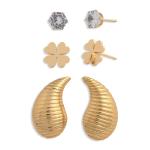 Lucky Triple Stainless Steel Earring Set