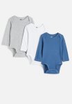 3-PACK Long-sleeved Cotton Bodysuits - Multi