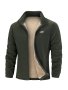 Warm Stand Collar Fleece Jacket Men's Casual Comfortable Solid Color Zip Up Jacket Coat For Fall Winter