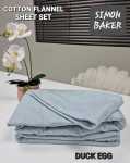 Simon Baker - Cotton Flannel Sheet Set - Duck Egg - King XL Bed