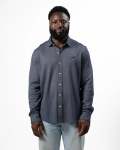 Jacquard Ls Shirt Navy - 3XL
