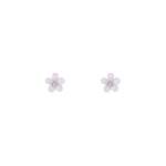 Purple Flower Stud Earrings Diamante Centre