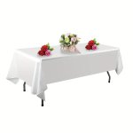Elegant Pure White Tablecloth - Waterproof Oil-proof No-wash Peva Cover For Parties Weddings And Restaurants - 137.16CM X 274.32