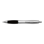 BP30111 - Silver Barrel Curved Design Ballpoint Pen With Coloured Grip Black Std