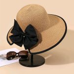 New Sun Hat Elegant Style Bowknot Decor Wide Brim Sun Protection Breathable Hats For Women