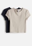 2-PACK T-shirts - Light Greige Navy Blue