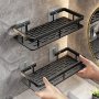 Modern No-drill Wall-mounted Rectangular Shelf Lightweight Abs Plastic Organizer Rack For Bathroom And Kitchen Space-saving Interior Decoration Storage Solution