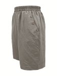 Slant Pockets High Waist Loose Shorts Casual Button Decor Elastic Waist Shorts For Spring & Summer Women's Clothing