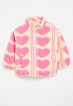 PoP Candy Heart Print Fleece Jacket - Pink & Ecru