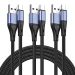 USB Type C Cable Fast Charging 3PACK 10FT Premium Nylon Braided 3A Rapid Charger Quick Cord Type C To A Cable Compatible For Sam