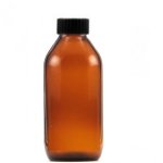 200ML Amber Glass Generic Bottle With Tamper Proof Cap - Black 28 410