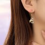 Dolphin Inlaid Rhinestones Alloy Earrings For Women Super Flash Bling Bling Ocean Personality Exquisite Sweet Gentle Light Luxury Niche Premium Sense For Daily Dating Wear
