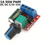 1PC Pwm Dc Motor Speed Controller 5A 90W 12V Adjustable Drive Module For Room Electrical Wiring No Battery Required Operating Vo