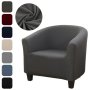 1PC Milk Silk Club Chair Slipcover Stretch Barrel Chair Covers Solid Color Tub Chair Slipcovers Spandex Armchair Sofa Cover Removable Couch Furniture Protector Arm