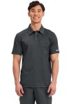 Cherokee Scrubs For Men Polo Nursing Scrub Top With Chest Pocket Breathable Mesh Ultra Soft 2-WAY Stretch Fabric - WW615 S Black