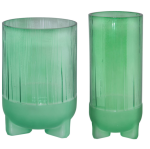 Pair Of Absinthe Green Vases 23 Cm And 28 Cm