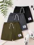 3PCS Boys Casual Lightweight Elastic Waist Shorts Comfy Breathable Sports Shorts For Training Running Hiking