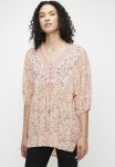 Floral Border Print Blouse - Pink