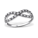 C343-C31583 - 925 Sterling Silver Infinity Ring With Stones - Size 6