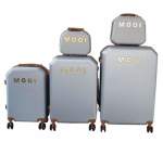 Smte Mooi 5-PIECE Abs Hard-shell Luggage Set-silver And Brown Spinner Wheels Lock With Keychain