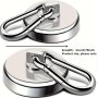 2PCS Heavy Duty Magnetic Hooks With Carabiner - 45.36KG Neodymium Magnets Swivel Design For Bbq Kitchen Garage & Cruise Use