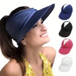 Women's Wide Brim Sun Hat With Pleated Visor - Perfect For Beach Seaside And Outdoor Sports - Provides Sun Protection And Style