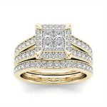 Elegant Stacked Engagement wedding Ring Set With Sparkling Zirconia - Perfect For Valentine's Day Parties And Weddings - Zinc Al