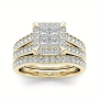 Elegant Stacked Engagement/Wedding Ring Set With Sparkling Zirconia - Perfect For Valentine'S Day Parties And Weddings - Zinc Alloy With 14K Golden Plating