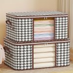Clothes Quilt Storage Bag Transparent Window Storage Bag Houndstooth Window Opening Storage Bag Bedroom Wardrobe Quilt Clothes O