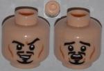 Parts Minifigure Head Dual Sided Moustache Goatee And Cheek Lines Sneer Scared Pattern - Hollow Stud 3626CPB0905