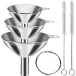 5PCS Stainless Steel Funnels For Kitchen Use Large Tiny Small Funnel Set Of 3 Metal Cooking Powder Food Grade Flask Funnels For