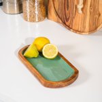 Acacia Wood Oblong With Enamel Server Ocean