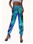 Women's Metallic Shiny Jogging Pants Sports Street Hip Hop Party Casual Pants Women's Activewear