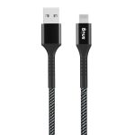 Snug 12W USB To Mfi Lightning Nylon Braid Cable 1.2 Meter Black silver