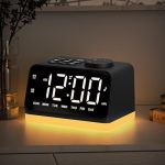 Jall Digital Alarm Clock With Fm Radio For Bedroom 8 Colors Night Light With 2 Charging Port Sleep Sound Machines With Timer Dua