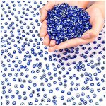 50PCS 6 8 10 12MM Blue Evil Eye Beads For Jewelry Making Resin Oval Beads For Protection