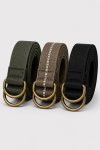 Canvas Web Fabric Casual Belt With Black Double D-ring Buckle 1100MM