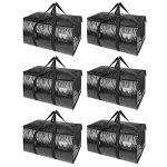 Baleine 6-PACK Oversized Moving Bags With Reinforced Handles Heavy-duty Storage Tote For Clothes Moving Supplies Black 6-PACK