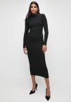 Edit Column Knitwear Dress With Button Detail - Black