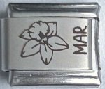 9MM Laser Italian Charm - March Flower