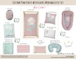 Cot Duvet Bedding Pink Daisy With Leaves Minimalistic Set