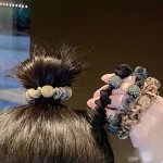 Elegant Rhinestone Organza Scrunchie - High Elasticity Sweet Style Hair Tie For Women And Girls Random Color Selection