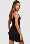 Square Neck Bodycon MINI Dress - Black