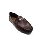Men& 39 S Moccasin With Metal Buckle Decor On Vamp Dark Brown Size 6